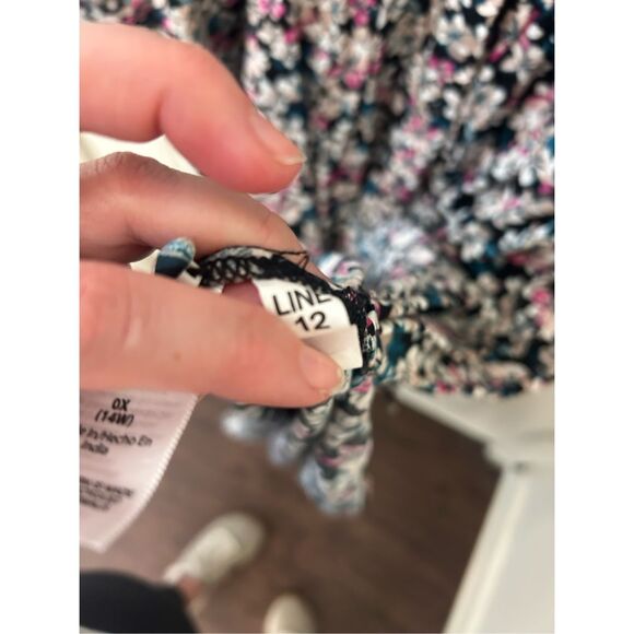 Terra & Sky Dress Multicolor Floral Smocked Midi Side Slits, Sz XL - Picture 3 of 10